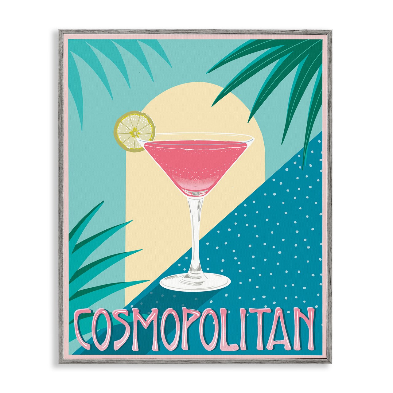 Stupell Industries Cosmopolitan & Palm Leaves Framed Giclee Wall Art Design by Jo Reid